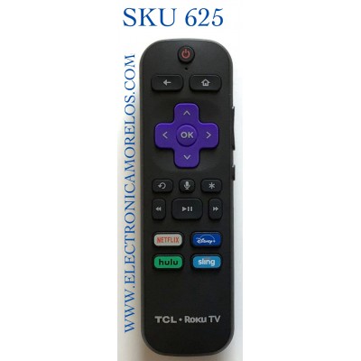 CONTROL REMOTO PARA TV TCL SMART TV / NUMERO DE  PARTE 06-WFZNYY-FRC580 / RC-AL5 / TC2-RCB14 / MODELOS 65S425 / 55R625 / 55R635 / 65Q825 / 65R625 / 75Q825 / 75R635